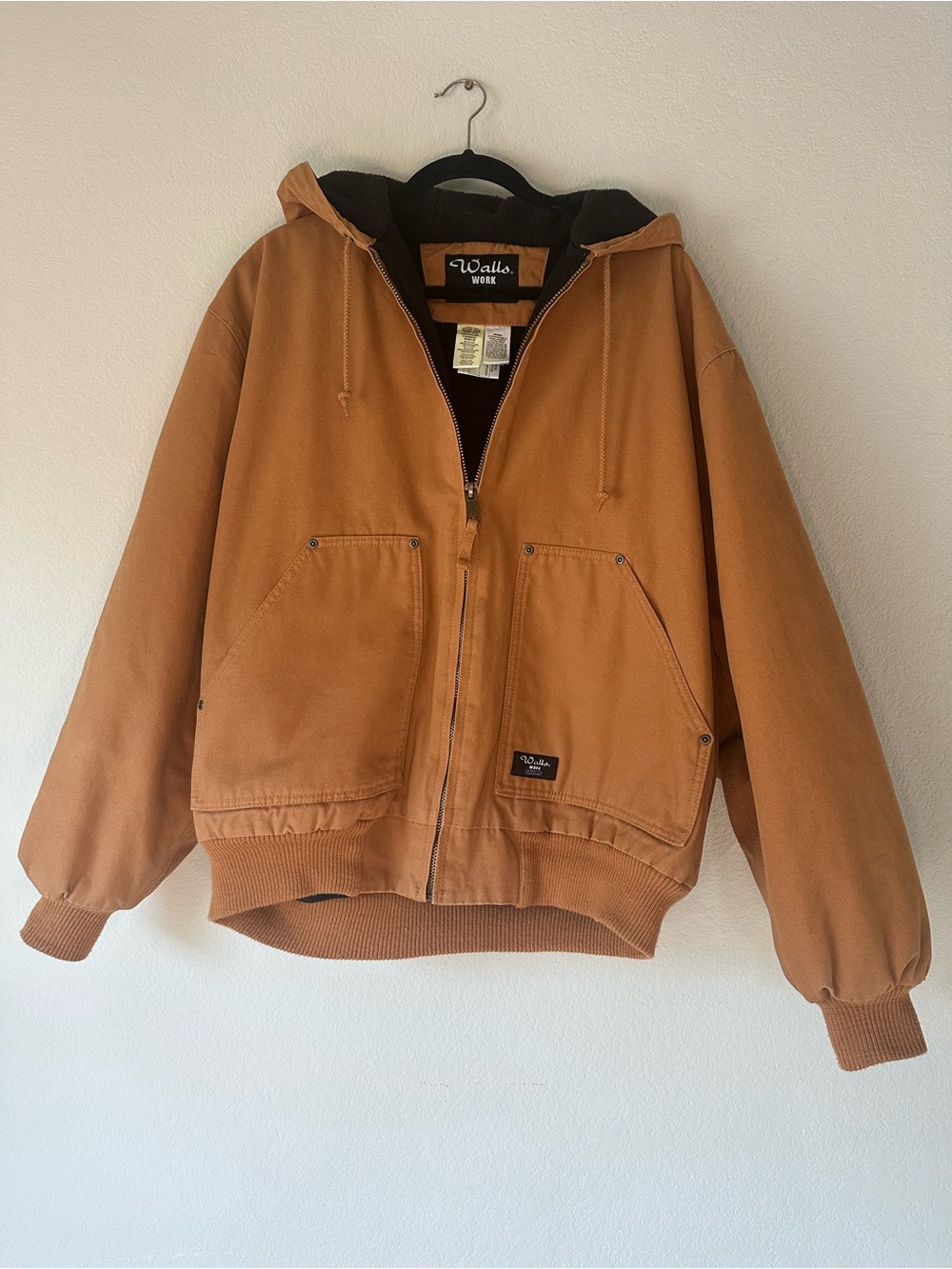Walls Work Wear Brown Duck Canvas Hooded Insulated Jacket Large Tall